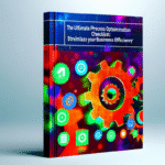 alt_text: A vibrant cover for a "Process Optimization Checklist," featuring gears, icons, and a modern design.