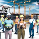 alt_text: A vibrant cover illustrating automation in construction, featuring tech-savvy contractors and drones.