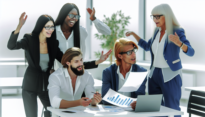 alt_text: A diverse team collaborates in a bright office, symbolizing improved workflows and teamwork.