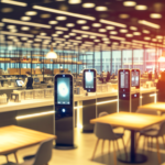 alt_text: Modern café showcasing seamless smart automation with tech-savvy employees and vibrant innovation.