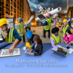 alt_text: A modern cover for "CRM for Contractors" shows diverse workers using tech on a construction site.
