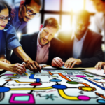 alt_text: A collaborative team uses digital tools to create a vibrant business process mapping flowchart.