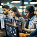 alt_text: A diverse team analyzes data in a modern office, enhancing customer data accuracy with tech visuals.