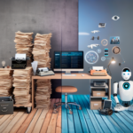 alt_text: Cover image depicting automation of business tasks: traditional methods vs. modern tech solutions.