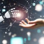 alt_text: A blend of tech and personal touch in client communication; a robotic hand meets human interaction.