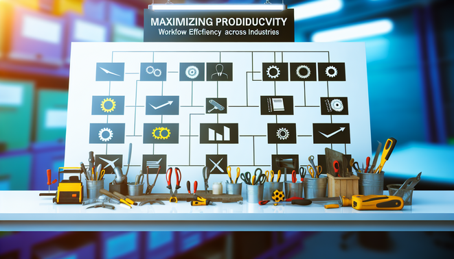 alt_text: A clean workspace illustrating workflow efficiency with tools, flowcharts, and the title prominently displayed.