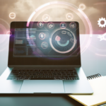 alt_text: A sleek workspace with a laptop dashboard, gears, and icons, highlighting task automation efficiency.