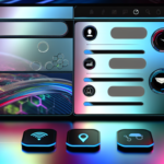 alt_text: A sleek dashboard design for contact management with devices, icons, and a modern gradient background.