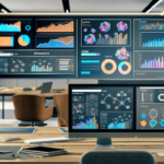 alt_text: A modern workspace with a CRM dashboard displaying vibrant charts, emphasizing data analytics.
