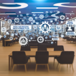 alt_text: "Cover image for 'Process Improvement Plan' with a modern office, infographic, and teamwork icons."