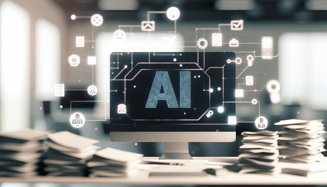 alt_text: A sleek digital workspace showcasing AI tools, productivity icons, and a modern layout.