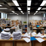 alt_text: A split image shows chaotic offices vs. organized workspaces, illustrating human error reduction.