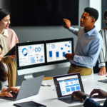 alt_text: Diverse team collaborates in a modern office, utilizing tech for CRM process management and analytics.