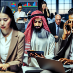 alt_text: A vibrant office scene showcasing diverse professionals using digital devices to illustrate business automation.