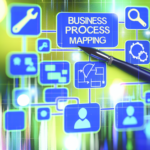 alt_text: Cover image featuring a flowchart on business process mapping with relevant tool icons in blue and green.