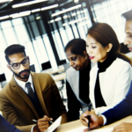 alt_text: Diverse professionals collaborate in a modern office, symbolizing business efficiency and innovation.