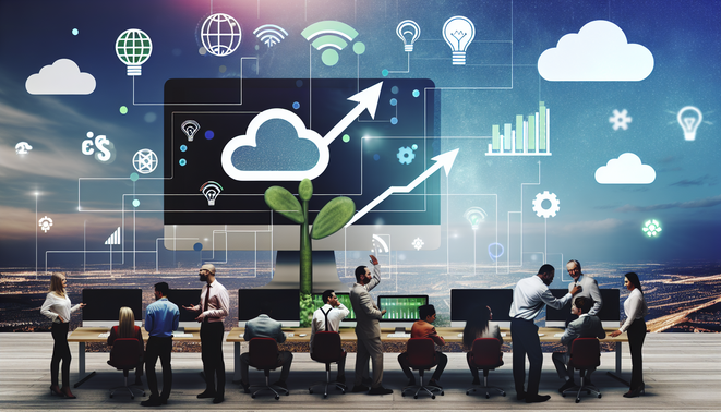 alt_text: Cover image depicting SMB digital transformation with tech symbols, diverse teams, and growth visuals.